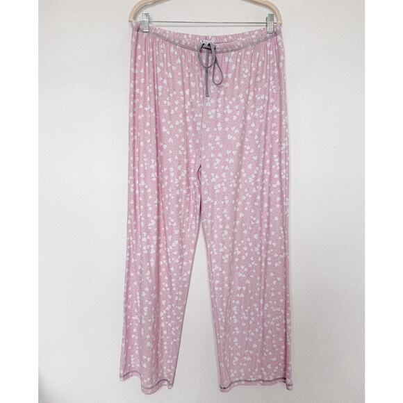 Splendid Womens Pajama Set Size XL Pink Heart Print Top Pants Lounge Softcore - Picture 6 of 8